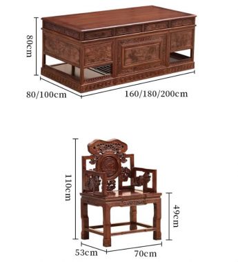 Mẫu bàn làm việc gỗ đẹp phong cách Á Đông sang trọng-BCG 002