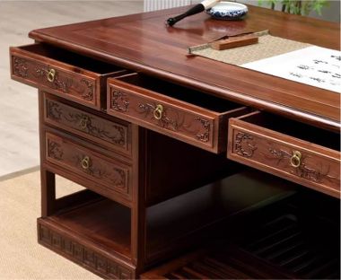 Mẫu bàn làm việc gỗ đẹp phong cách Á Đông sang trọng-BCG 002