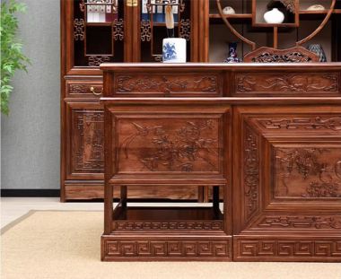 Mẫu bàn làm việc gỗ đẹp phong cách Á Đông sang trọng-BCG 002