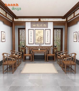 Bàn ghế phòng thờ gỗ tự nhiên-Tôn nghiêm không gian tâm linh-BTH 013
