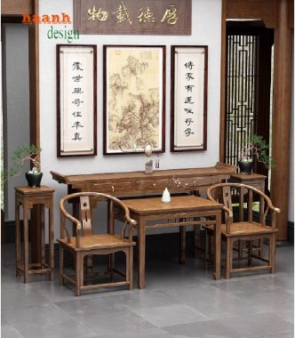 Bàn ghế phòng thờ gỗ tự nhiên-Tôn nghiêm không gian tâm linh-BTH 013