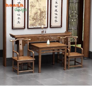 Bàn ghế phòng thờ gỗ tự nhiên-Tôn nghiêm không gian tâm linh-BTH 013