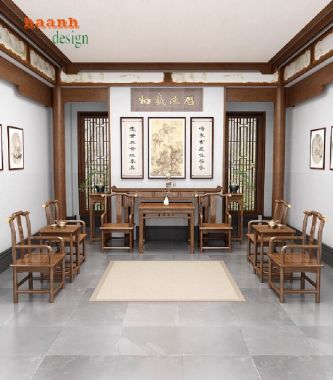 Bàn ghế phòng thờ gỗ tự nhiên-Tôn nghiêm không gian tâm linh-BTH 013