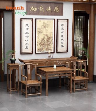 Bàn ghế phòng thờ gỗ tự nhiên-Tôn nghiêm không gian tâm linh-BTH 013