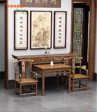 Bàn ghế phòng thờ gỗ tự nhiên-Tôn nghiêm không gian tâm linh-BTH 013