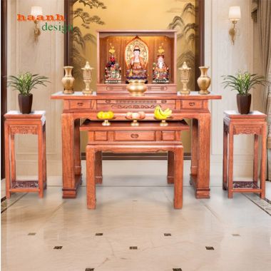 Bàn thờ gỗ đẹp – Giải pháp hoàn hảo cho phòng thờ gia đình-BTH 018
