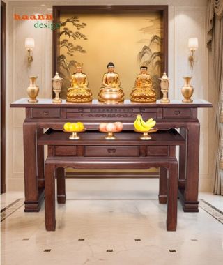 Bàn thờ gỗ đẹp – Giải pháp hoàn hảo cho phòng thờ gia đình-BTH 018