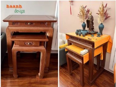 Chọn lựa bàn thờ gia tiên gỗ hai tầng phù hợp-BTH 012