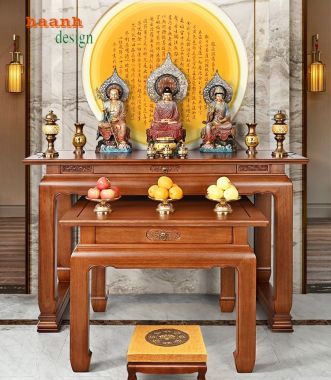 Chọn lựa bàn thờ gia tiên gỗ hai tầng phù hợp-BTH 012