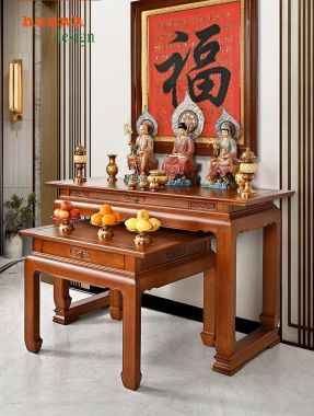 Chọn lựa bàn thờ gia tiên gỗ hai tầng phù hợp-BTH 012