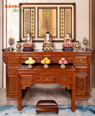 Mẫu bàn thờ gỗ hương đá đẹp – Tinh hoa thờ cúng truyền thống-BTH 014