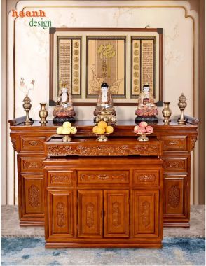 Mẫu bàn thờ gỗ hương đá đẹp – Tinh hoa thờ cúng truyền thống-BTH 014