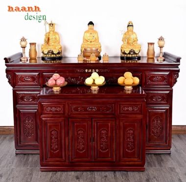 Mẫu bàn thờ gỗ hương đá đẹp – Tinh hoa thờ cúng truyền thống-BTH 014