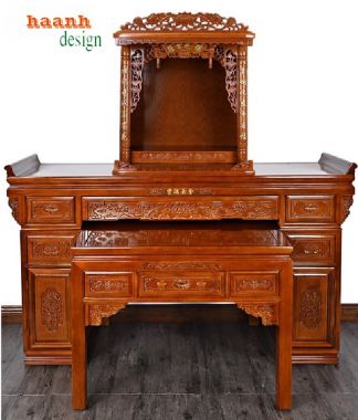Mẫu bàn thờ gỗ hương đá đẹp – Tinh hoa thờ cúng truyền thống-BTH 014