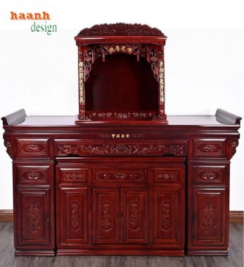 Mẫu bàn thờ gỗ hương đá đẹp – Tinh hoa thờ cúng truyền thống-BTH 014