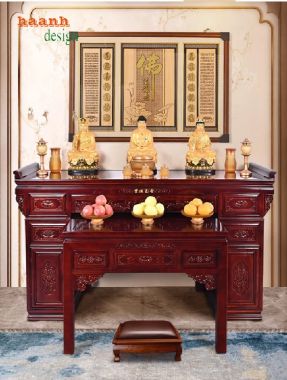 Mẫu bàn thờ gỗ hương đá đẹp – Tinh hoa thờ cúng truyền thống-BTH 014