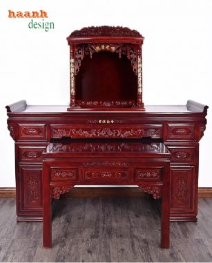 Mẫu bàn thờ gỗ hương đá đẹp – Tinh hoa thờ cúng truyền thống-BTH 014