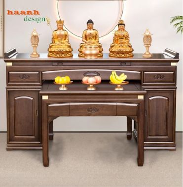 Mẫu bàn thờ Phật và gia tiên giả cổ Trung Quốc hai tầng-BTH 015