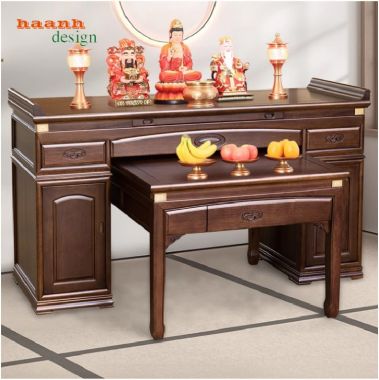 Mẫu bàn thờ Phật và gia tiên giả cổ Trung Quốc hai tầng-BTH 015