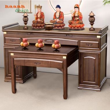 Mẫu bàn thờ Phật và gia tiên giả cổ Trung Quốc hai tầng-BTH 015