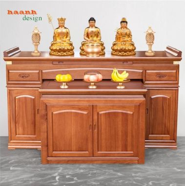 Mẫu bàn thờ Phật và gia tiên giả cổ Trung Quốc hai tầng-BTH 015