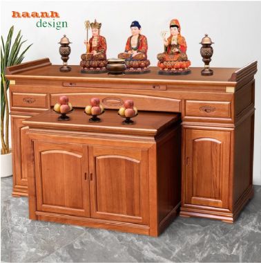 Mẫu bàn thờ Phật và gia tiên giả cổ Trung Quốc hai tầng-BTH 015