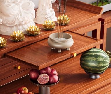 Mẫu bàn thờ Phật đẹp bằng gỗ hương nhập khẩu Nam Phi-BTP 007