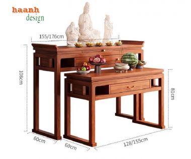 Mẫu bàn thờ Phật đẹp bằng gỗ hương nhập khẩu Nam Phi-BTP 007