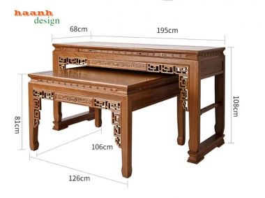 Bàn thờ phật và gia tiên gỗ hương đẹp phong cách giả cổ-BTP 008