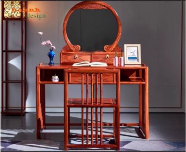 Mẫu bàn gỗ trang điểm đẹp bằng gỗ hương, gỗ gõ tự nhiên -BTD 006