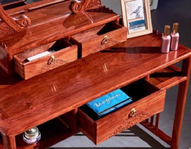 Mẫu bàn gỗ trang điểm đẹp bằng gỗ hương, gỗ gõ tự nhiên -BTD 006