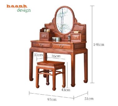 Mẫu bàn phấn gỗ tự nhiên phong cách giả cổ Trung Quốc cao cấp-BTD 005