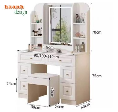 Bàn trang điểm gỗ công nghiệp giá tốt – Sang trọng và bền bỉ-BTH 006