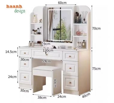 Bàn trang điểm gỗ công nghiệp giá tốt – Sang trọng và bền bỉ-BTH 006