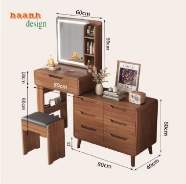 Xu Hướng Bàn Trang Điểm Hiện Đại 2025 – Tối Giản Mà Sang-BTH 005