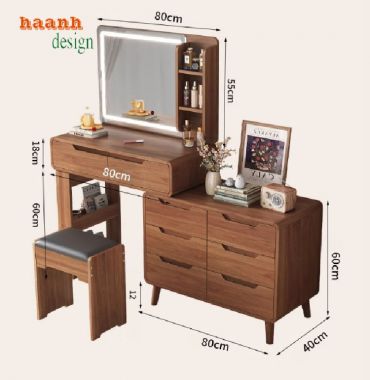 Xu Hướng Bàn Trang Điểm Hiện Đại 2025 – Tối Giản Mà Sang-BTH 005