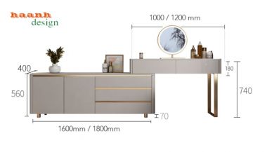Bàn trang điểm gỗ công nghiệp hiện đại BTH001