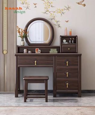 Bàn phấn gỗ tự nhiên đẹp bằng gỗ sồi Nga cao cấp cho phòng ngủ-BTH 009