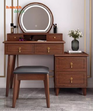 Bàn trang điểm gỗ sồi đèn led – Xu hướng nội thất 2025-BTH 006