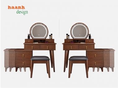 Bàn trang điểm gỗ sồi đèn led – Xu hướng nội thất 2025-BTH 006
