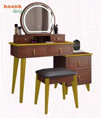 Bàn trang điểm gỗ sồi đèn led – Xu hướng nội thất 2025-BTH 006