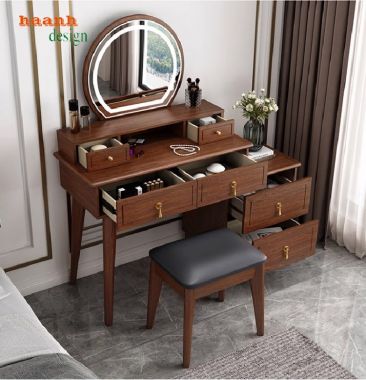 Bàn trang điểm gỗ sồi đèn led – Xu hướng nội thất 2025-BTH 006