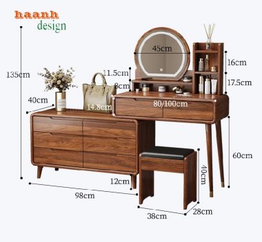 Sáng tạo không gian với bàn trang điểm gỗ hiện đại-BTH 003