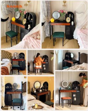 Bàn trang điểm gỗ sồi tự nhiên phong cách Pháp tân cổ điển-BTA 010