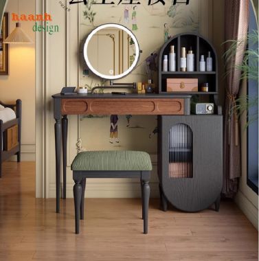 Bàn trang điểm gỗ sồi tự nhiên phong cách Pháp tân cổ điển-BTA 010