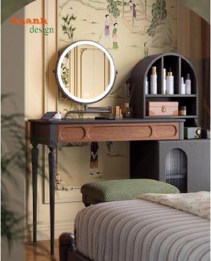 Bàn trang điểm gỗ sồi tự nhiên phong cách Pháp tân cổ điển-BTA 010