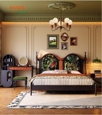 Bàn trang điểm gỗ sồi tự nhiên phong cách Pháp tân cổ điển-BTA 010