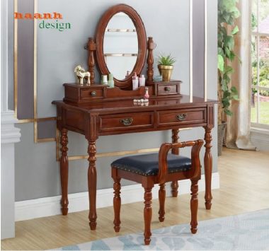 Bộ bàn trang điểm gỗ sồi tự nhiên phong cách tân cổ điển-BTA 011