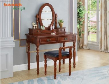Bộ bàn trang điểm gỗ sồi tự nhiên phong cách tân cổ điển-BTA 011