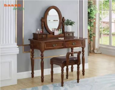 Bộ bàn trang điểm gỗ sồi tự nhiên phong cách tân cổ điển-BTA 011